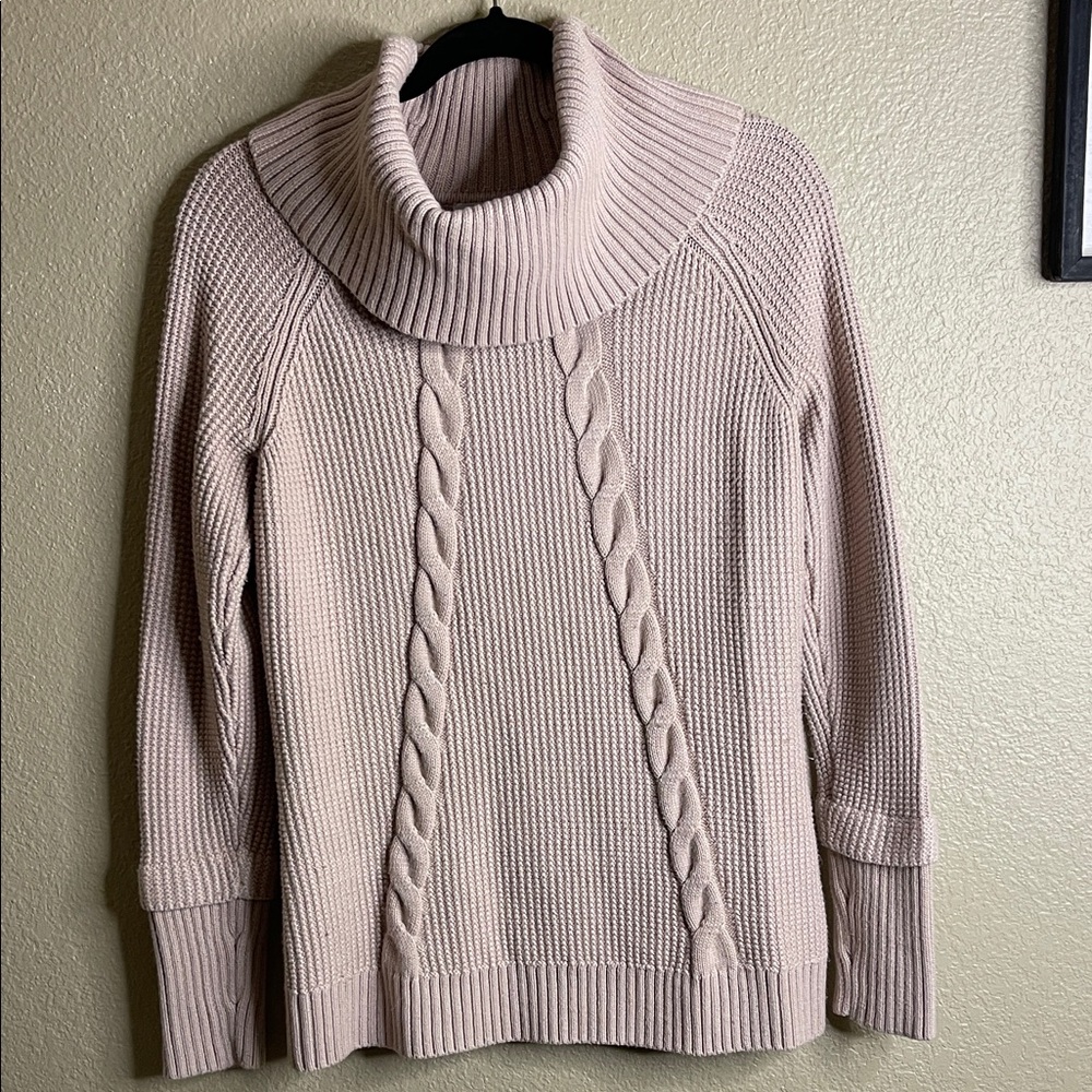 Calvin Klein Pink Cable Knit Cowl Neck Sweater